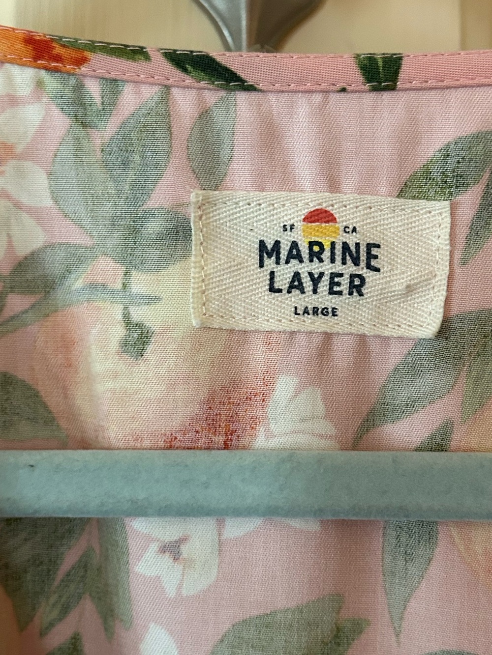 Marine Layer Camila Pink Floral and fruit dress L - Picture 2 of 7